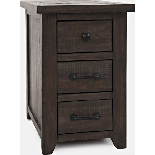 Madison County Harris Power Side Table in Distressed Barnwood Brown